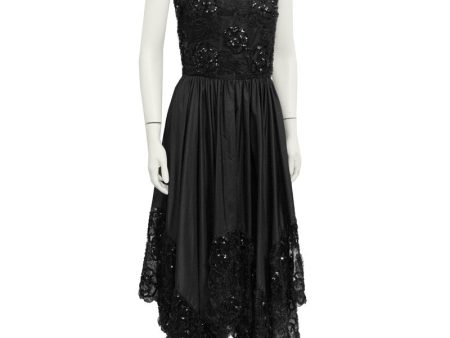 Black Lace Dress with Asymmetrical Hem Online Sale