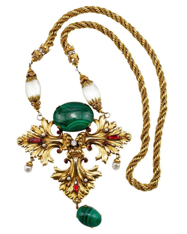 1984 Haute Couture Medallion and Gilt Metal Pendant on Sale