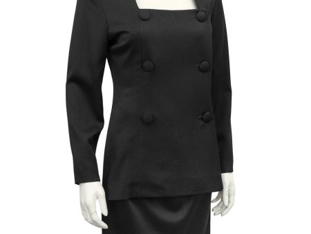 Black Fine Wool Tuxedo Dress Discount