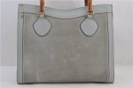 Authentic GUCCI Bamboo Tote Hand Bag Suede Leather Light Blue Junk 1969D For Sale