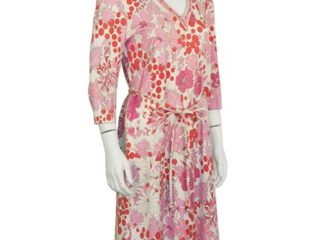 Pink Printed Cotton Floral Day Dress Discount