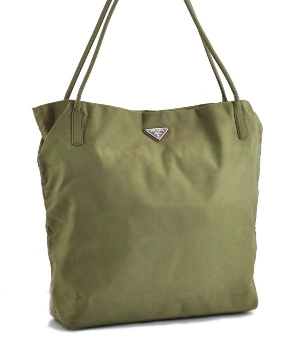 Authentic PRADA Nylon Shoulder Tote Bag Green 1901D Online Hot Sale