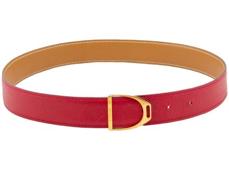 Red Leather Stirrup Buckle Belt Online now