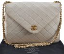 Auth CHANEL Calf Skin Matelasse Chain Shoulder Cross Body Bag Ivory CC H4155 Online Sale