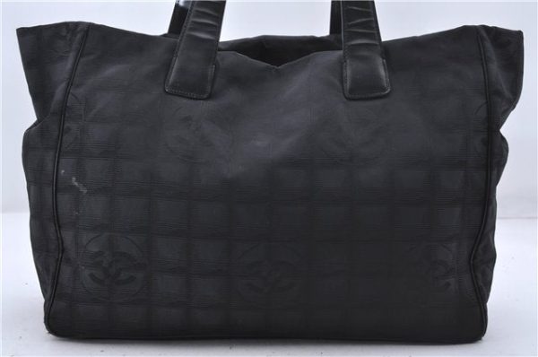 Authentic CHANEL New Travel Line Shoulder Tote Bag Nylon Leather Black 2345D For Sale