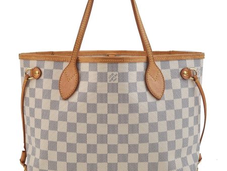 Authentic Louis Vuitton Damier Azur Neverfull PM Tote Bag N51110 LV 2200D Online now