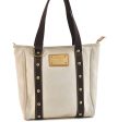 Authentic Louis Vuitton Antigua Cabas MM Tote Bag White Brown M40036 LV 0253D Online now