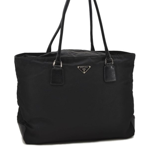 Authentic PRADA Nylon Leather Shoulder Tote Bag Black 2375D Supply