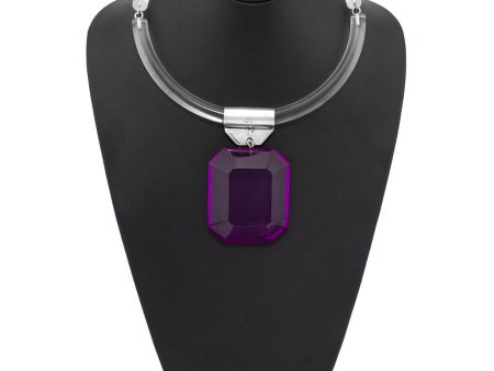 Acrylic Ring Necklace with Purple Pendant Online