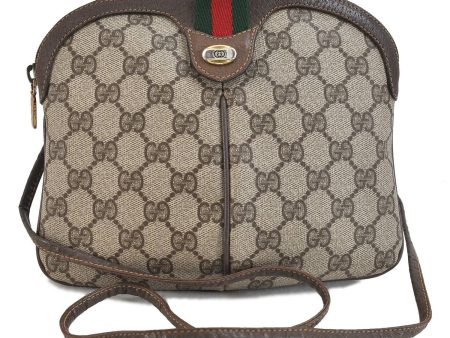 Auth GUCCI Web Sherry Line Shoulder Cross Body Bag GG PVC Leather Brown 1071D on Sale