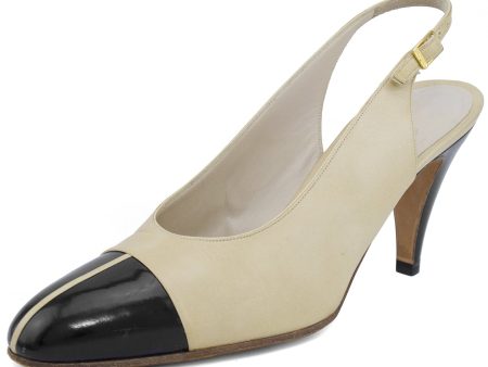 Beige and Black Slingbacks Sale