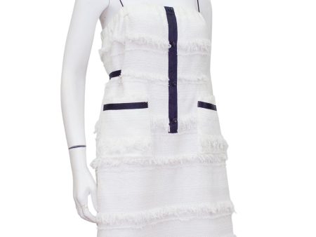 White Spring 2008 Runway Woven Wool Mini Dress with Black Bow For Cheap