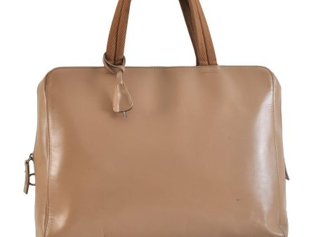 Authentic PRADA Vintage Leather Hand Tote Bag Beige 2271C Hot on Sale