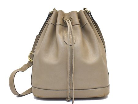 Taupe leather drawstring bag Hot on Sale