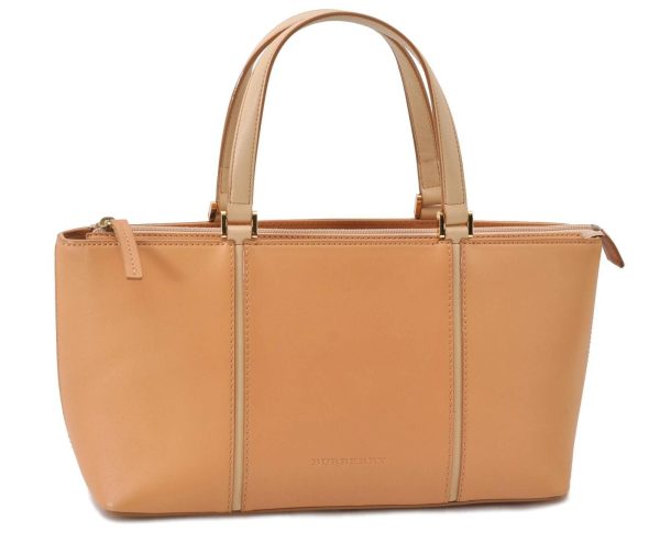 Authentic BURBERRY Vintage Leather Tote Hand Bag Beige H4569 Online Hot Sale