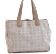 Authentic CHANEL New Travel Line Shoulder Tote Bag Nylon Leather Beige 2419C on Sale