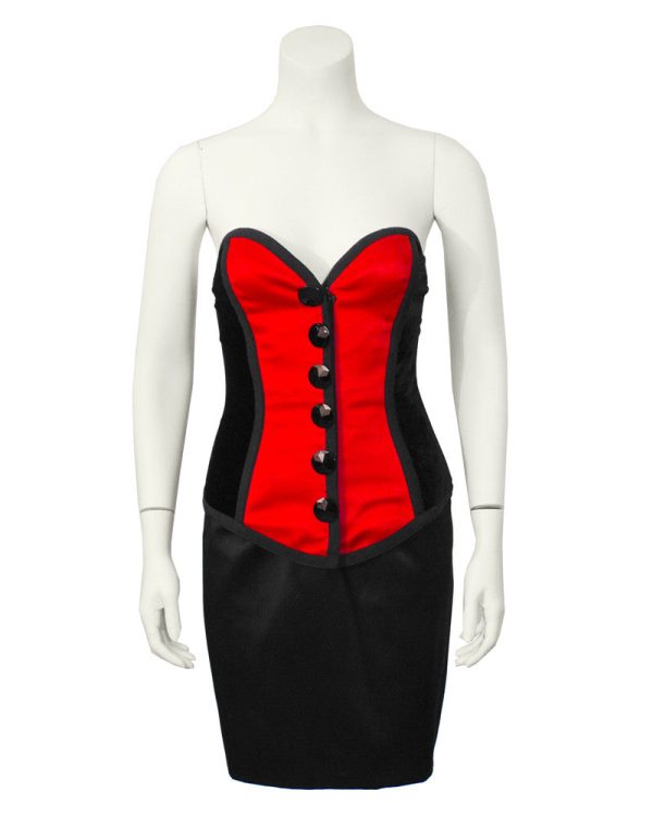 Red & Black Bustier and Skirt Ensemble Discount