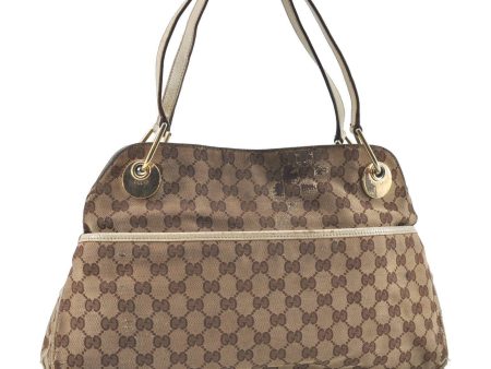 Authentic GUCCI Eclipse Shoulder Tote Bag GG Canvas Leather 121023 Brown H5849 Supply