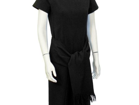 Black short sleeve dress with tie For Cheap