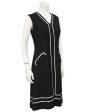 Black Day Dress with White Piping For Discount