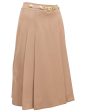 Camel Pleated Wool Gabardine Skirt Hot on Sale