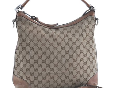 Auth GUCCI Twins 2Way Shoulder Hand Bag GG Canvas Leather 326514 Brown H9378 Fashion