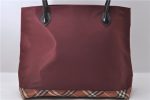 Authentic BURBERRY BLUE LABEL Check Shoulder Tote Bag Nylon Leather Red 0113D Supply