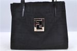 Authentic FENDI Zucca Shoulder Tote Bag Nylon Leather Black H9673 For Sale