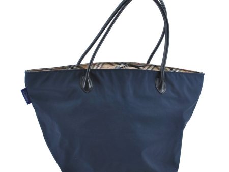 Auth Burberrys BLUE LABEL Check Shoulder Hand Bag Nylon Leather Navy Blue H5767 Cheap