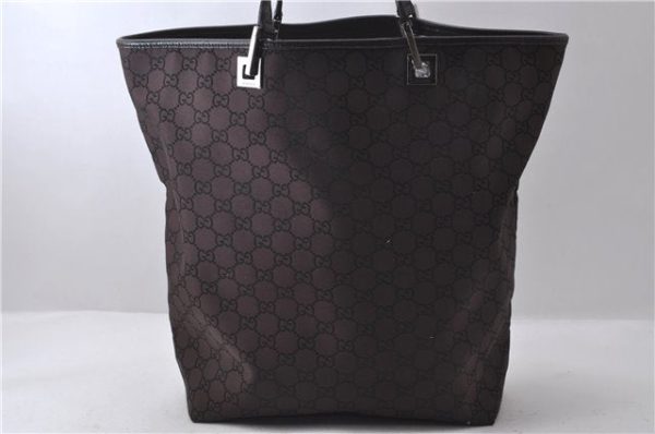 Authentic GUCCI Shoulder Tote Bag GG Nylon Leather 268629 Brown 2516D Cheap