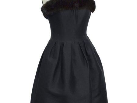 Black Couture Dress with Mink Trim Online Sale