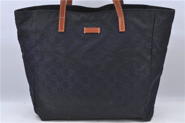 Authentic GUCCI Shoulder Tote Bag GG Nylon Leather 282439 Navy Blue Junk H9322 Cheap