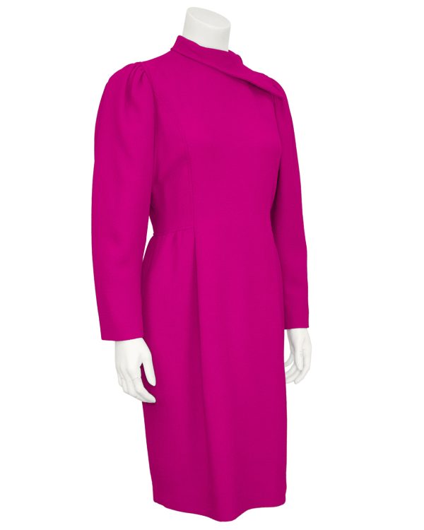 Magenta Wool Cocktail Dress Hot on Sale