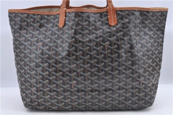 Auth Goyard Saint Louis PM Shoulder Tote Bag GG PVC Leather Black Brown H9473 Online