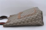 Authentic GUCCI Web Sherry Line Shoulder Tote Bag PVC Leather Brown 9786C Online Hot Sale