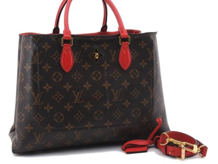 Auth LOUIS VUITTON Monogram Flower Coquelicot 2Way Hand Bag Red M43553 LV 8915B Online Sale