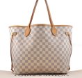 Authentic Louis Vuitton Damier Azur Neverfull MM Tote Bag N51107 LV 2124D For Cheap