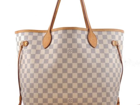 Authentic Louis Vuitton Damier Azur Neverfull MM Tote Bag N51107 LV 2124D For Cheap