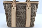 Authentic FENDI Zucchino Shoulder Tote Bag Canvas Leather Brown H9085 Online now