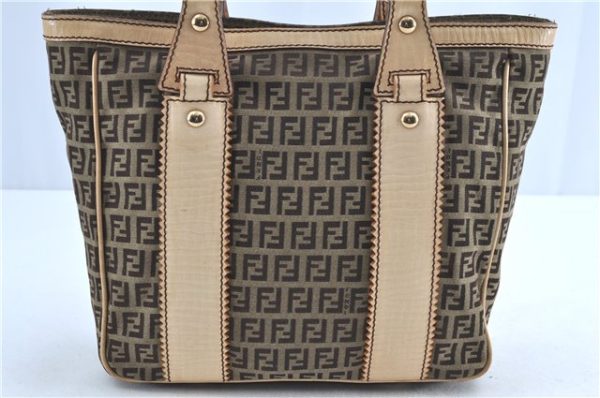 Authentic FENDI Zucchino Shoulder Tote Bag Canvas Leather Brown H9085 Online now