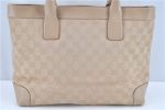 Authentic GUCCI Shoulder Tote Bag GG Canvas Leather 33890 Beige B6920 For Discount