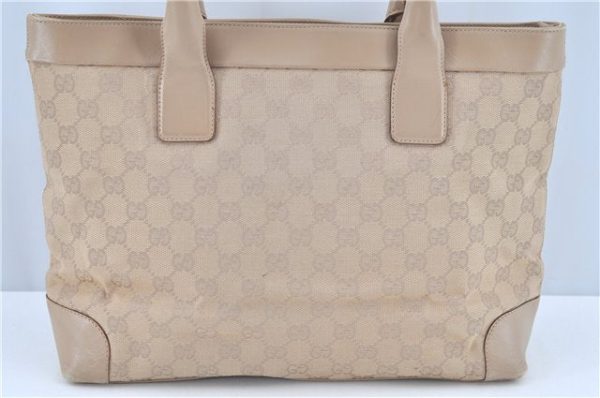 Authentic GUCCI Shoulder Tote Bag GG Canvas Leather 33890 Beige B6920 For Discount