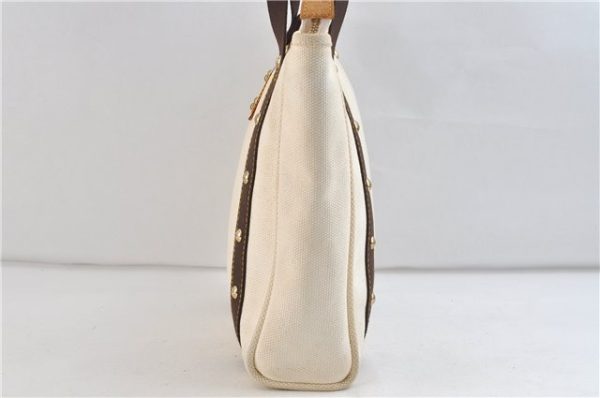 Authentic Louis Vuitton Antigua Cabas MM Tote Bag White Brown M40036 LV 0253D Online now