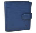 Auth Louis Vuitton Epi Porte Billets Compact Wallet Purse Blue M63555 LV 0368D Sale