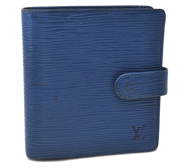 Auth Louis Vuitton Epi Porte Billets Compact Wallet Purse Blue M63555 LV 0368D Sale