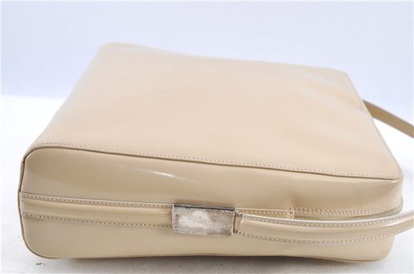 Authentic GUCCI Shoulder Bag Purse Leather Ivory H9221 Hot on Sale