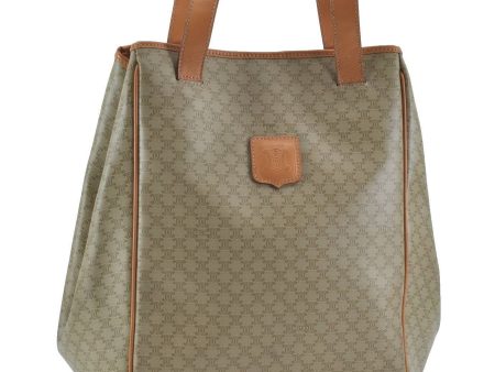 Authentic CELINE Macadam Pattern Shoulder Tote Bag PVC Leather Beige H3823 Online