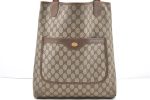 Authentic GUCCI Web Sherry Line Shoulder Tote Bag GG PVC Leather Brown 2015D Supply