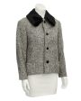 Black Tweed Jacket with Fur Collar Online now