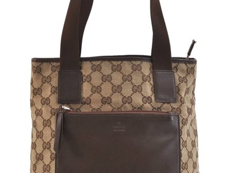 Authentic GUCCI Shoulder Tote Bag GG Canvas Leather Brown 1049D For Discount